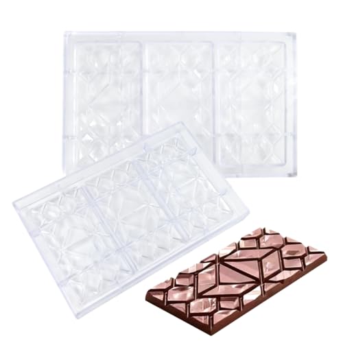 Polycarbonate Chocolate Molds Rectangle Shape 3D Pattern Chocolate Bar Mold 3 Pack Durable & Flexible Candy Moulds for Homemade Chocolates, Baking & Desserts - BPA-Free (E_ Rectangle) - size: E_ Rectangle