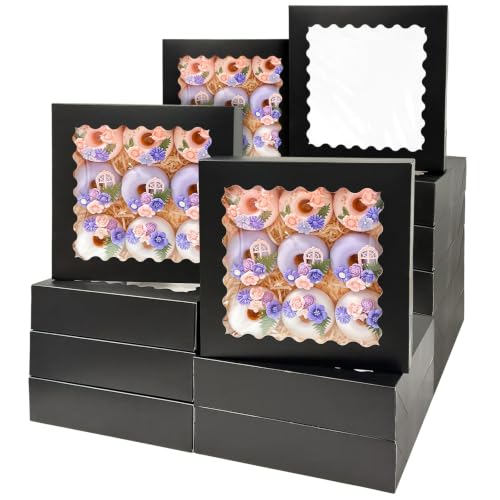 Bakepacker Auto-pop Up Pie Boxes 10x10x2.5 inches 36pcs Black - color: Black