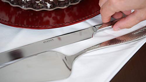 Hudson Essentials Hammered 18/10 Stainless Steel Cake Knife & Cake Server Set