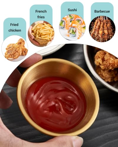 Dipping Bowls Set of 10, Small Dipping Sauce Cups and Ramekins - color: Golden