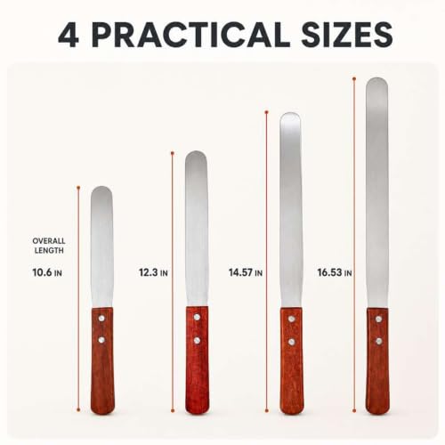 4-Piece Straight Icing Spatula Set, Stainless Steel Cake Tools Set