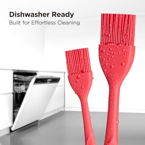 Kitchen Mama WaltzGrip Platinum Silicone Basting Pastry Brush, Red - color: Red