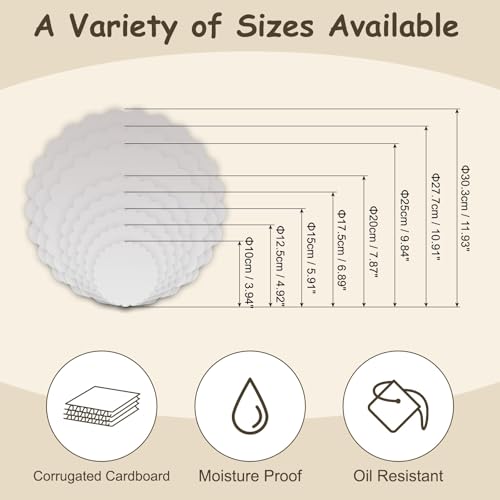uxcell 50 Pcs Scalloped Cake Circle Base, 4.9 Inch Wave Cake Cardboards Greaseproof Cardboard Round Wave Cake Pastry Pan Base for Weddings Parties Birthday Desserts Cupcake (Silver) - color: Silver, size: 4.9Inch