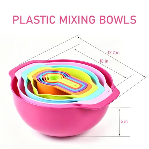 Mixing Bowls, Nesting Baking Bowls with Colander & Fine Mesh (Candy-10PCS) - color: Candy-10PCS