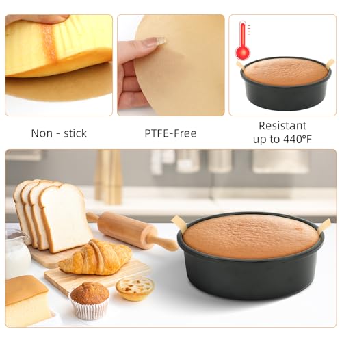 100 Sheets of 6-Inch Parchment Paper Rounds with Lift Tabs, Non-stick Precut Circle Cake Pan Liners, Ideal Baking Parchment Paper for Baking Cookies, Bread and Chiffon(Round 6in) - size: Round 6in