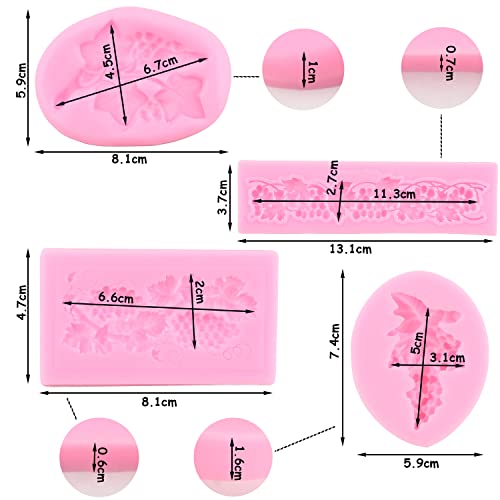 ZiXiang Grapes Fruit Silicone Molds Grape Leaves Fondant Mold Set Of 4 - color: Style F