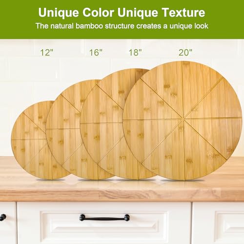 16inch Pizza Cutting Board Round Large Bamboo Wooden Prep Platter Tray - style: 16"