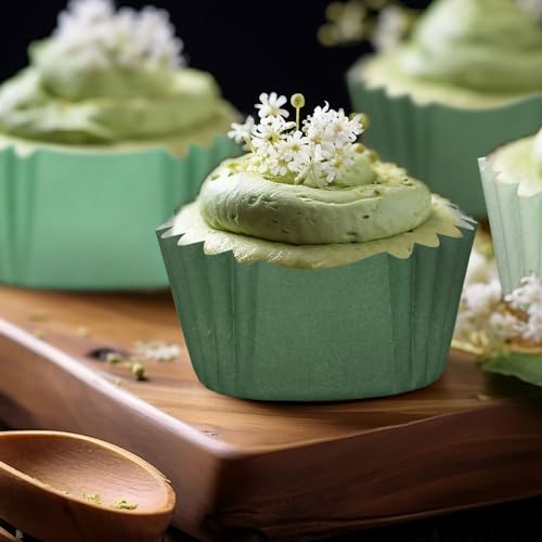 Whaline 450Pcs Gradient Sage Green Mini Square Cupcake Liners Light Dark Green Cupcake Muffin Baking Cup Wrappers for Wedding Bridal Baby Shower Birthday Party Decor - style: Gradient Green