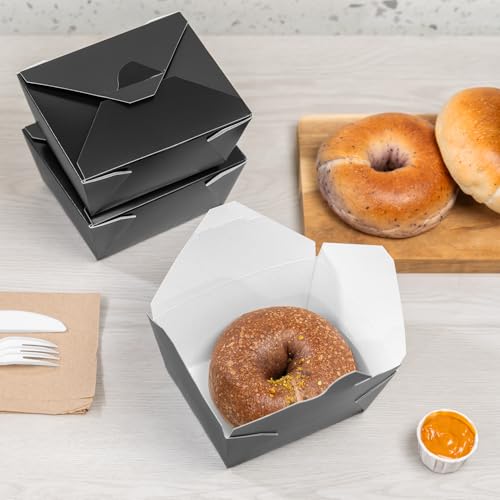 Karat Paper to Go Boxes [30 oz - 450 ct] Leak-Resistant, Microwavable, Heavy-Duty Take Out Boxes | Grease Resistant & Stackable, Black - color: Black, size: 30