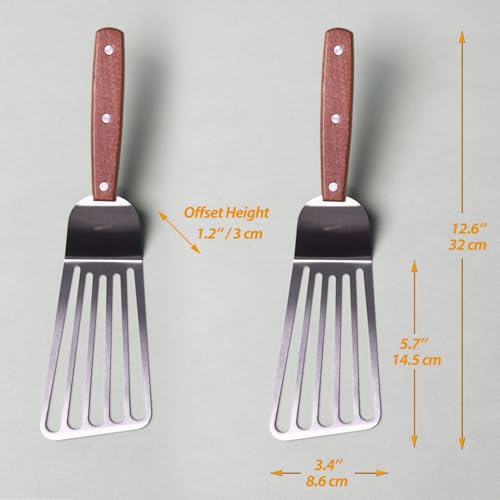 Fish Spatula Turner, Stainless Steel Slotted Spatulas Set, Offset 4"x8" - size: Offset 4"x8"