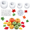 6 Pcs Pumpkin Candle Molds with Maple Leaf Molds, Fall Silicone Mold - color: 6 Pcs Pumpkin Candle Molds Set