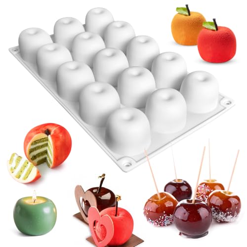 Apple Silicone Mold, 15-Cavity Apple Shaped Mousse Cake Molds - color: 15 Cavity Apple Sphere Mold