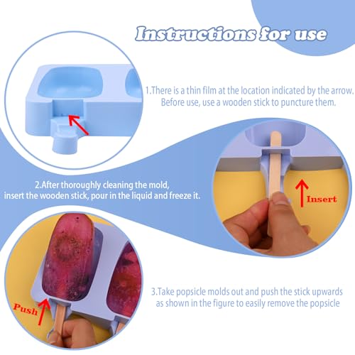 WMKGG Popsicle Silicone Molds Set, 2 PCS Ice Cream Cakesicles Molds - color: Blue