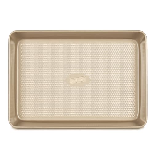 Glad Baking Pan Nonstick - Oblong Metal Dish for Cake and Lasagna - Heavy Duty Carbon Steel Bakeware, Small, Gold - size: Small