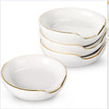 Boao 2.7 Inches Mini Ceramic Spoon Rests, Gold Rim Kitchen Spoon Rests, Mini Cooking Season Soup Holder for Stove Top Countertop, Teaspoon Rest, Coffee Stir Rest (white, 4 Pieces) - color: White