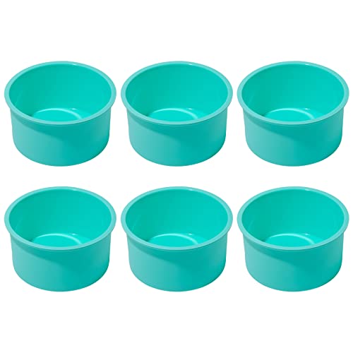 Silicone Mini Round Cake Molds, 4 Inch, Green, Set of 6 - color: Green