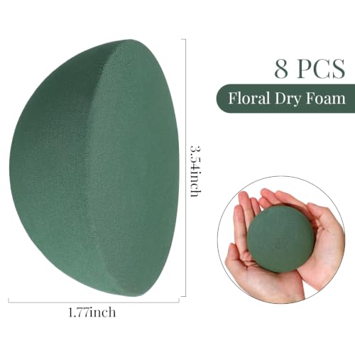 Shihanee 3.54 x 1.77 Inches 8 Pcs Half Ball Floral Dry Foam - size: 3.54 x 1.77 Inches