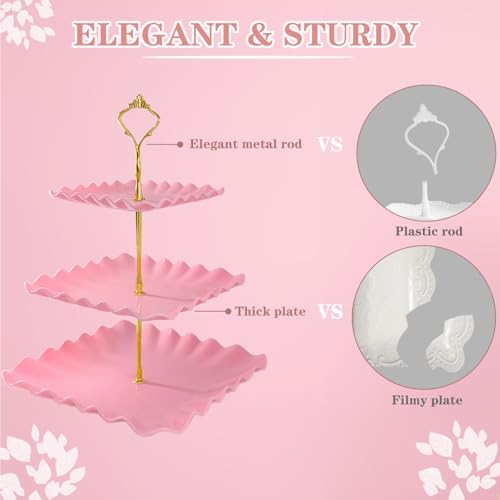 5 Pcs Dessert Table Display Set, Square Cupcake Stand, Pink - color: Pink Square