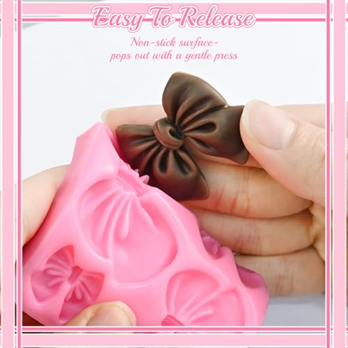 Bow Fondant Molds, 6 Pcs Bowknot Silicone Mold - color: Bow