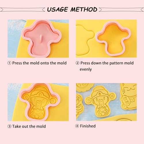 8Pcs Chinese Happy New Year Cookie Cutters Set Plastic Cookie Stamps Lucky Cat Spring Festival Cookie Mould Set Biscuit Snack Fondant Pastry Molds DIY Baking Tools(H8) - color: H8