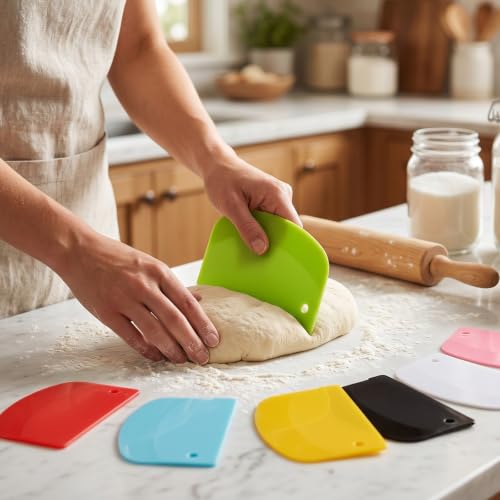 7 Pcs Plastic Bench Scraper- Bench Scraper Plastic for Kitchen, 5.23 In