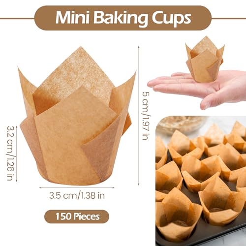 Ruisita 150 Pcs Mini Cupcake Liners Muffin Liners Baking Cups - color: Natural