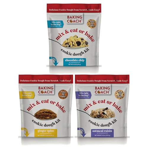 Baking Coach 3 Pack Mix & Eat or Bake Cookies - Edible Cookie Dough Mix Kit - color: 3 Pack Ginger Spice Oatmeal