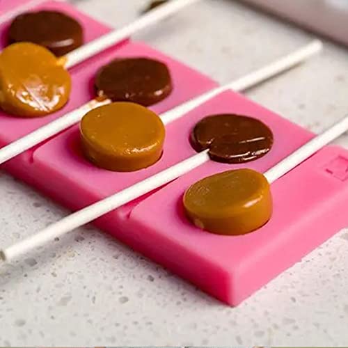 Silicone Lollipop Molds,2 Pack 12-Capacity Round Chocolate Hard Candy Molds Nonstick Sucker Molds for Halloween Christmas Parties
