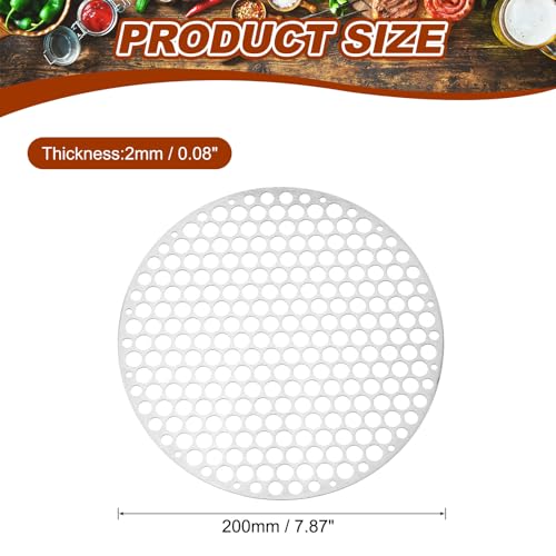 PATIKIL Round Barbecue Grill Mesh Grate, 8" Circular Stainless Steel BBQ Mesh Rack Circular Hole Round Barbecue Grilling Net for Outdoor Camping Home Party Family Gatherings - size: 8 inch