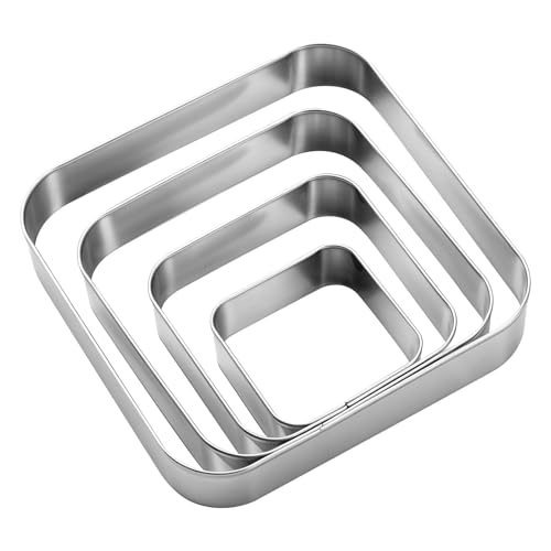 Rounded Square Cookie Cutter Stainless Steel Plaque Cookie Cutters Geometric Frame Cookie Cutters Shapes Molds for Baking 1 Inch Depth - color: Rounded Square