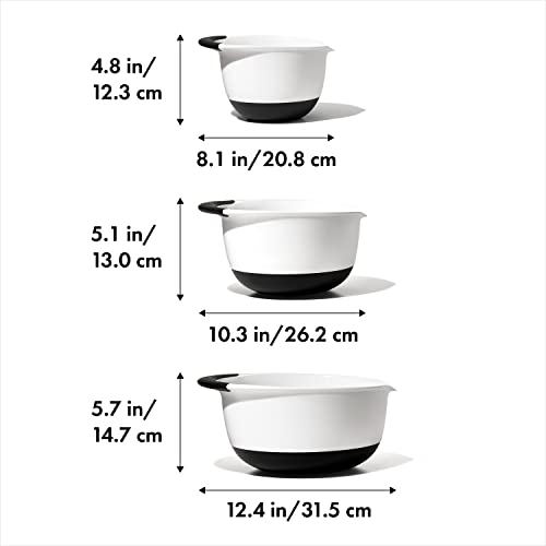 OXO Good Grips 3-Piece Plastic Mixing Bowl Set - Black & White - color: White, size: Small, Medium, Large