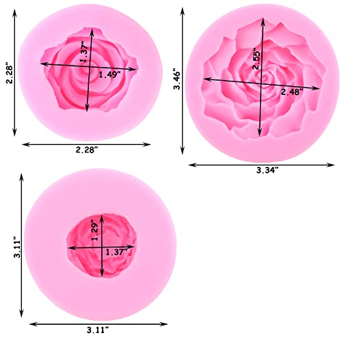 ZiXiang Bloom Rose Flower Silicone Mold Peony Flower Fondant Molds Set Of 3 - color: Style A