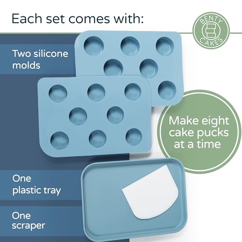 Benty Cakes - The Original Mini Cake Puck Mold Set – Better than a Cake Pop! Make Chocolate Covered Desserts – BPA Free Silicone – Includes 1 Mold Set, 1 Plastic Tray, and 1 Scraper