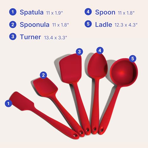 GIR: 5-Piece Silicone Essentials Kitchen Utensils Set – Cherry Red - color: Cherry Red, size: 5 - Piece Set