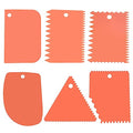 6pcs Cake Scraper Decorating Comb and Icing Smoother Reusable Bread Cream Pizza Cutter-Orange - size: 6Pcs-Orange