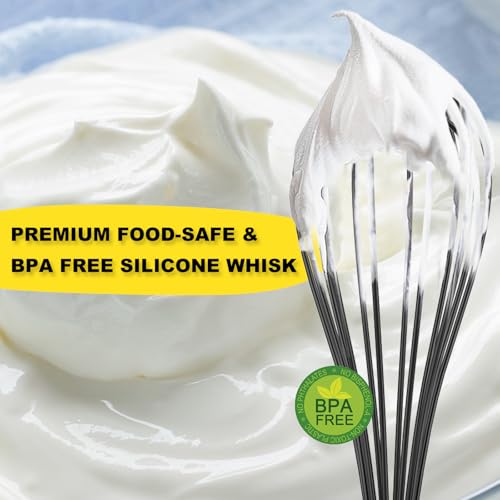NileHome Silicone Whisk Set 8" 10" Kitchen Whisk Black,2-pack - size: 2-Pack