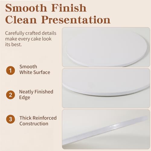 18" Round Cake Drum,1/2" Double‑Wall Corrugated Greaseproof Cake Board Base - color: White, size: 18inch/3pcs
