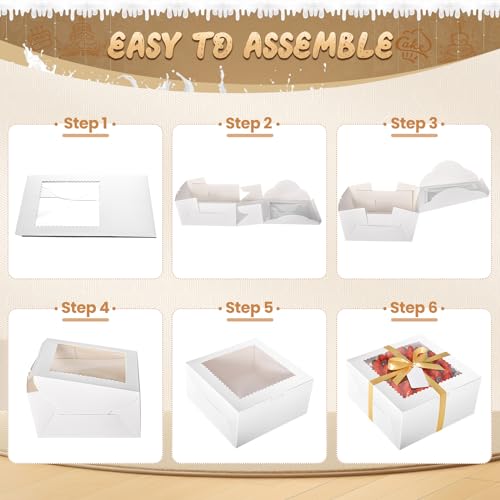 32Pcs 10 Inch Cake Boxes with Cake Boards (16Boxes & 16Boards) White - color: White