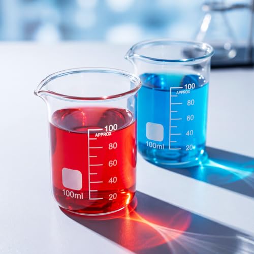 Tellegloww 12 Pcs 100ml Glass Beaker Measuring Cups Borosilicate Beakers