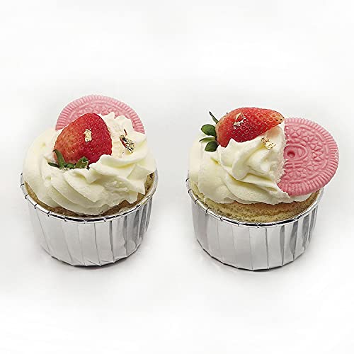 Aluminum Foil Standard Muffin Cupcake Liners, Disposable Baking Cups with Vibrant Color for Party Celebration, Silver 50-Count - color: Silver