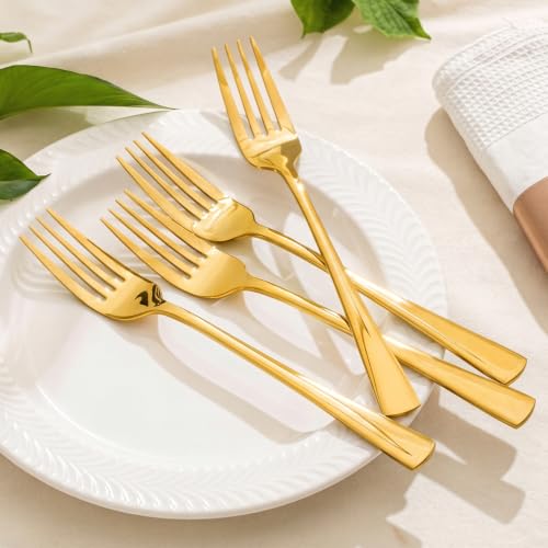 KINGSTONE Forks 4 Piece Gold Dinner Forks Set, 18/10 Stainless Steel - color: Gold, size: 4-Piece