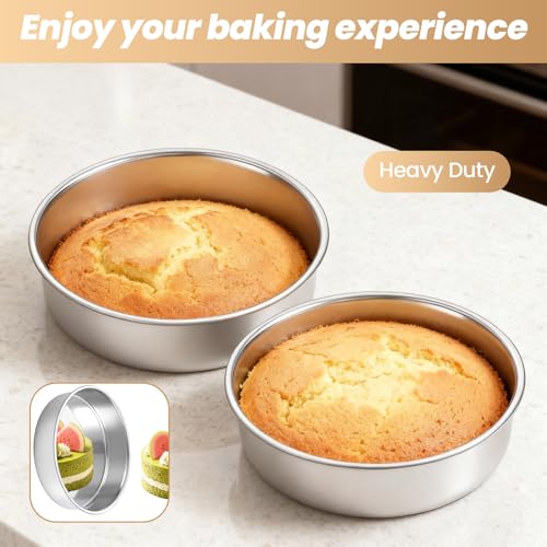 3 Pcs Round Cake Pans, 8 Inch, Stainless Steel