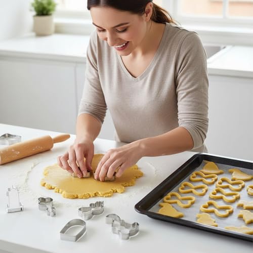7 PCS Silly Goose Baby Shower Cookie Cutters Set, Stainless Steel Cute Goose Duck Number 1 Balloon Bow Hat Biscuit Cutter Molds for First Birthday Party Decorations
