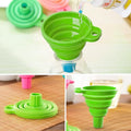 Kitchen Funnel Set 3 Pack, Small Medium Large, Kitchen Accessories Foldable Silicone Collapsible Funnels for Filling Water Bottle Liquid Transfer, Green - color: 3 Green