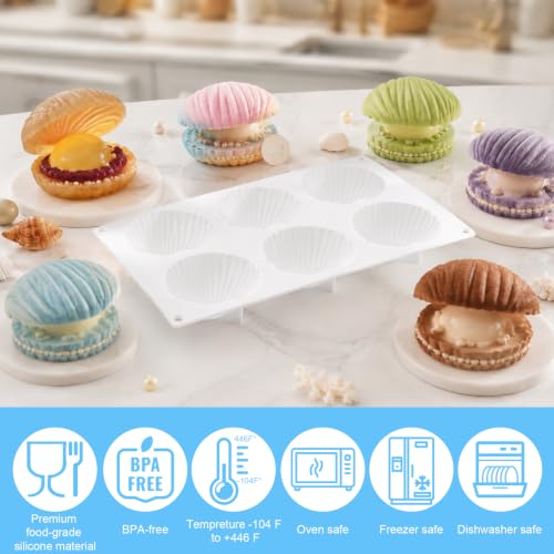 Juome 2 Pack Shell Shaped Silicone Molds - Seashell Chocolate Baking Molds - color: 2Pcs Large Seashell