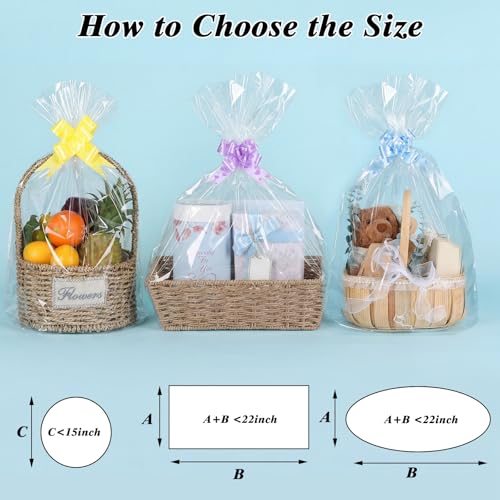 woric 20Pcs 24x30 Inch Clear Cellophane Gift Bags for Gift Baskets - size: 20pcs 24x30 Inch