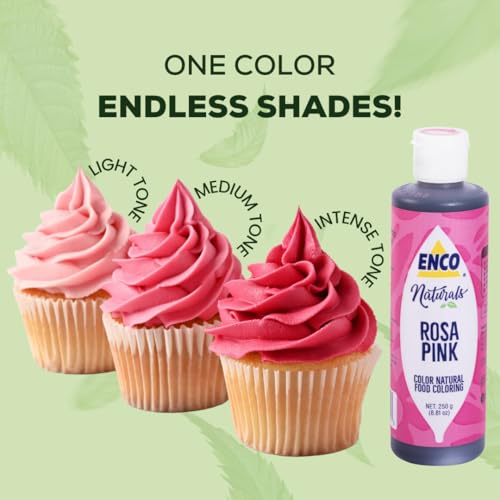 ENCO Natural Food Coloring Gel Pink (8.8 oz) – No Artificial Dyes, Vibrant Colors for Icing, Buttercream & Fondant – Baking & Cake Decorating - color: Pink