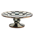 MACKENZIE-CHILDS Pedestal Platter, Mini, Black-and-White Courtly Check - color: Courtly Check, size: Mini