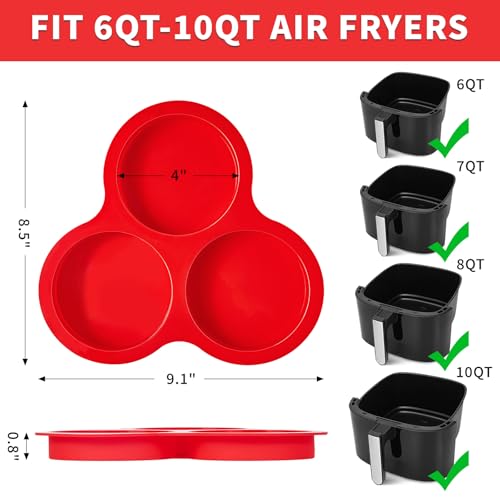 Puyeipt Air Fryer Muffin Top Pans, 2 Pack, 6 Cups