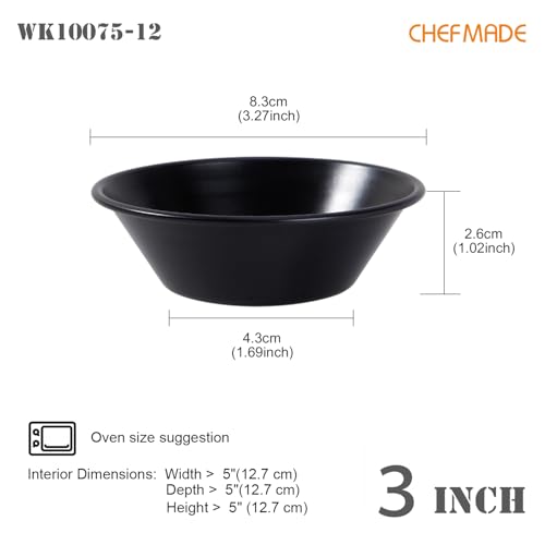 CHEFMADE Mini Egg Tart Pan Set, Non-Stick 3 Inch 12Pcs Round Tart Molds for Baking, Mini Baking Pans for Egg Tarts, Cupcakes, Quiche, Oven & Air Fryer Safe (Black) - size: 3" Round Tart 12Pcs